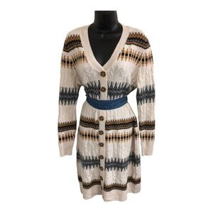 Lucky brand‎ chunky cable knit aztec southwestern boho cardigan size small new